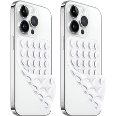 AZXYI 2 Pack Silicone Suction Cup Phone Case Mount Double Sided Non Slip Phone Accessories for Cellphone Hands-Free Strong Grip Silicon Phone Holder for Selfies and Videos (White)