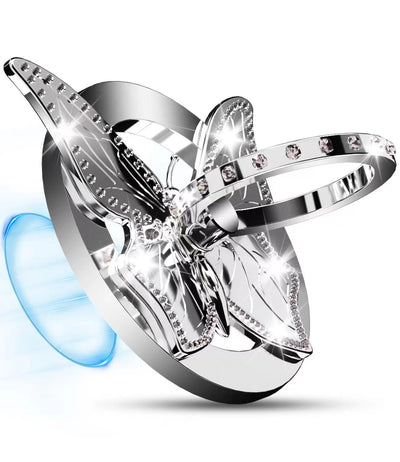 BBD Magnetic Phone Grip Butterfly Phone Ring Holder with Metal Ring Stylish Twinkle Tick Tock 360°Rotating iPhone Ring Grip Compatible iPhone 15/14/13/12/Plus/Pro/Pro MaxAndroidMagSafe Accessories