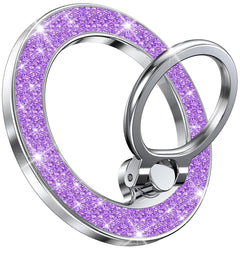 Charm Magnetic Phone Ring Holder for magsafe Glitter Magnet Finger Ring Grip Stand Holder Compatible with P0p-Sockets Accessories for iPhone 16 1514 13 12 11 Pro/Max/Plus Purple